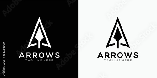 Foto Initial Letter A Arrow with Arrowhead for Archer Archery Outdoor Apparel Gear Hu
