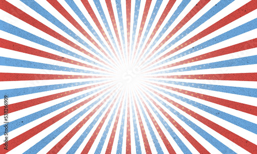 Vintage Retro sunburst with red and blue bright colors background perfect for poster wallpaper and backdrop