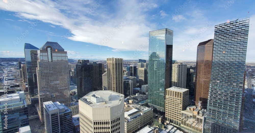 Fototapeta premium A view of Calgary Downtown from Calgary Tower
