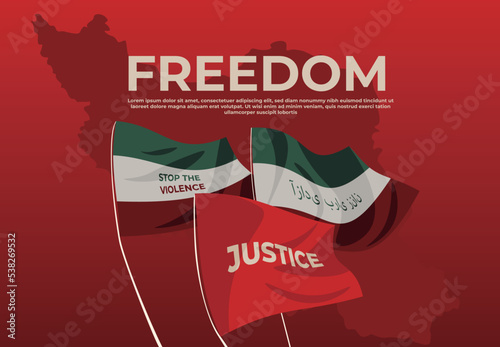 Vector illustration in support and freedom with the iranian women.