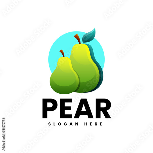 Vector Logo Illustration Pear Gradient Colorful Logo.