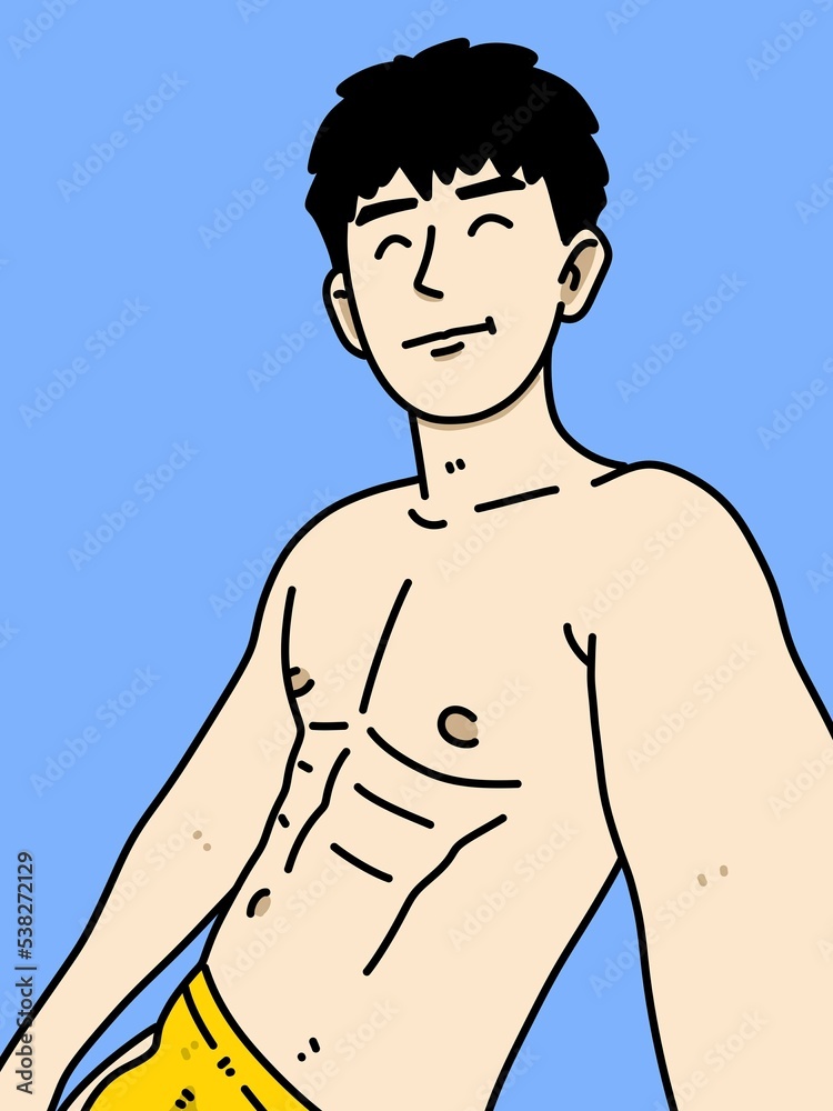 Fototapeta premium cute man cartoon on blue background