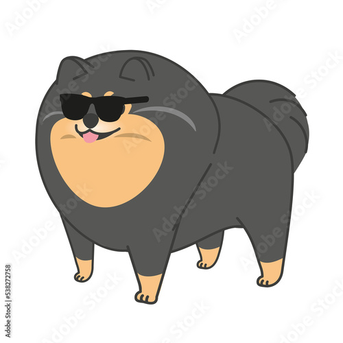 Cute dog standing and cheerful. Animals in cartoon style.