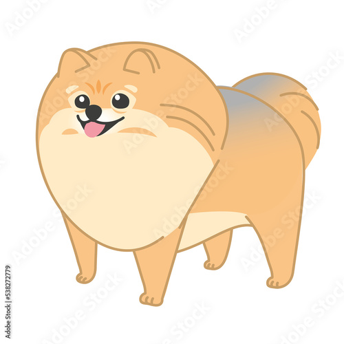 Cute dog standing and cheerful. Animals in cartoon style.