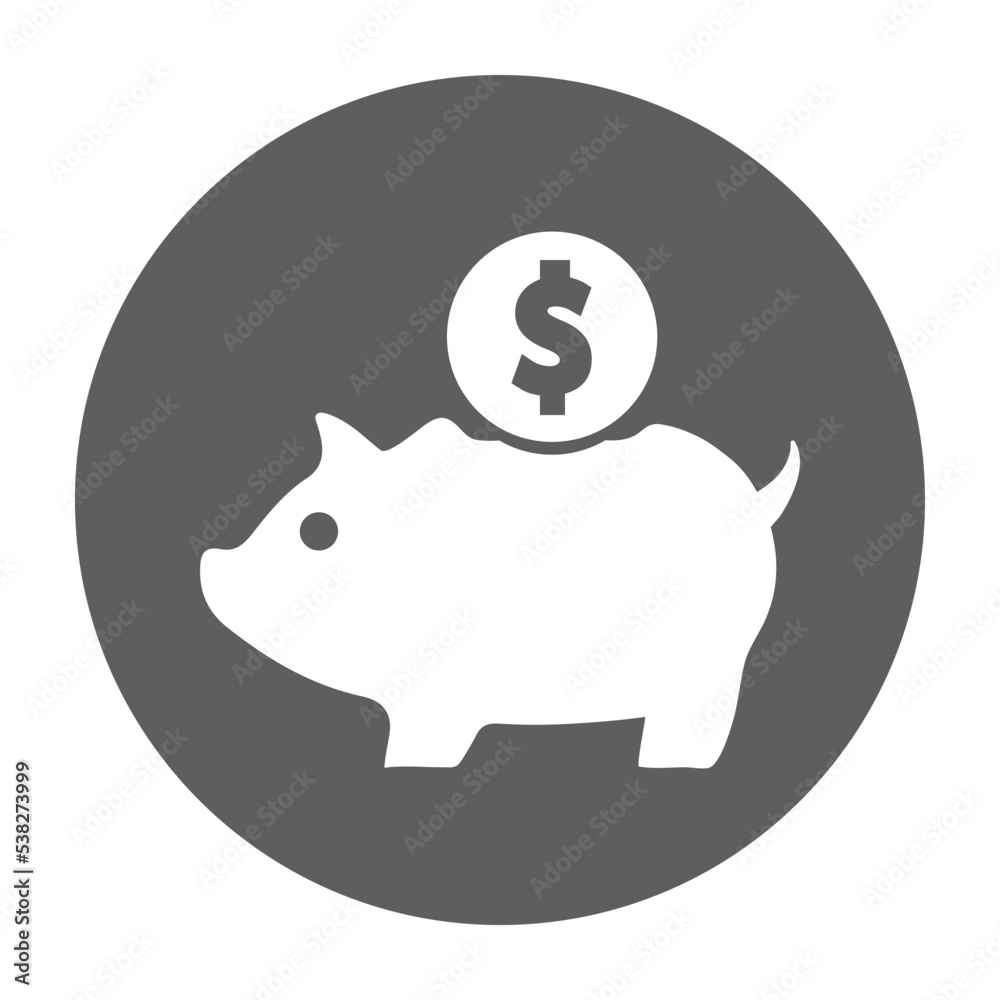 Money saving Piggy bank icon.
Money saving Piggy bank icon.