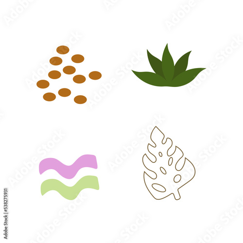 collection of modern abstract print art. Illustration of pots. very beautiful, plus leaf plants for template designs, vector elements