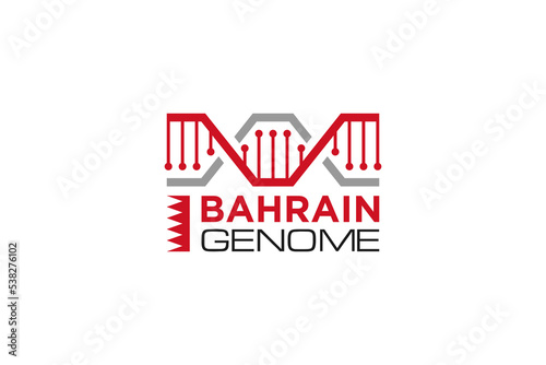 DNA logo Deoxyribonucleic acid  Genetic human molecular genome program Biological Technologies Bahrain national flag