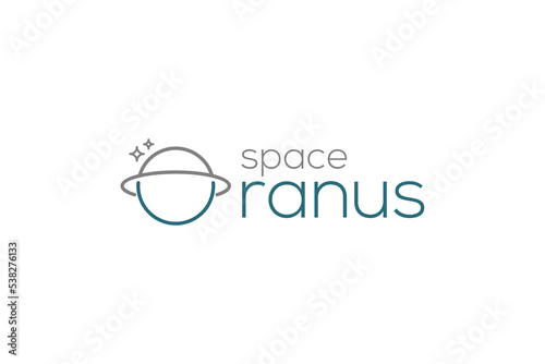Uranus planet logo design space astronomy icon symbol line vector simple minimalist