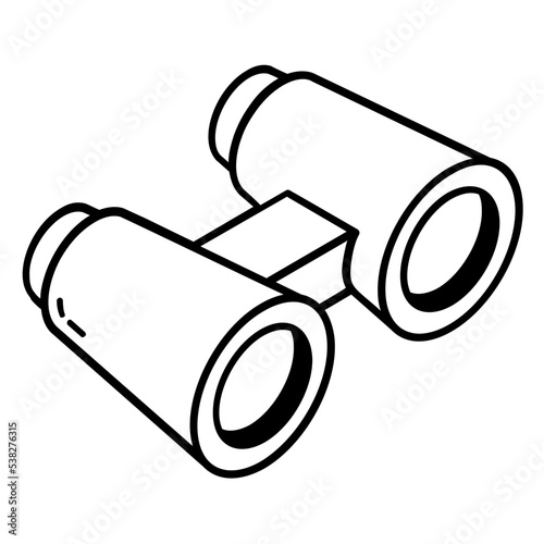 Check out outline isometric icon of binoculars
