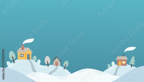 Winter vector background simple blue flat design 