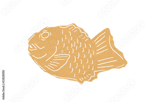 たい焼きのイラスト（版画風）