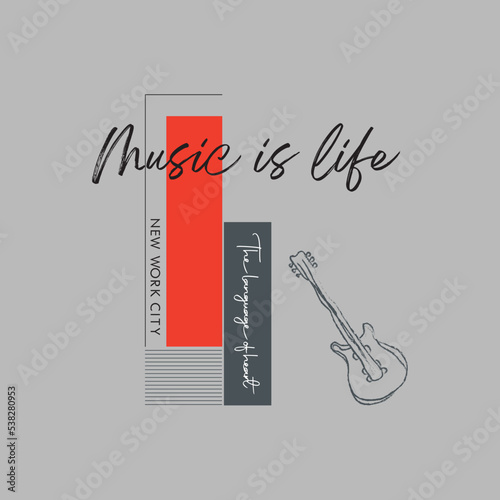 Vector illustration on the theme of music . Sport typography, t-shirt graphics, print, poster, banner, flyer, postcard.
