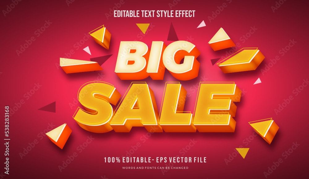 Banner sale Stylish title text style effect. Editable vector font