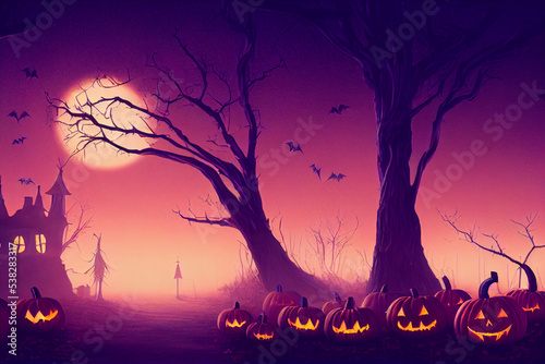 halloween background with tree