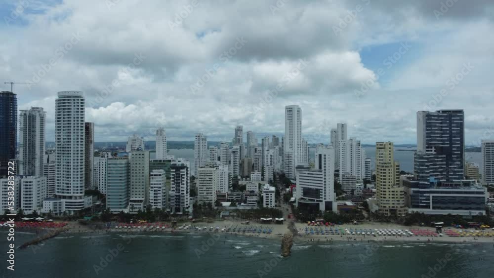 Skyline of the Bocagrande beach at noon in Cartagena Colombia Skyline of the Bocagrande beach at noon in Cartagena Colombia