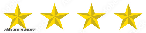3D Visual of the Five  5  Star Sign. Star Rating Icon Symbol for Pictogram  Apps  Website or Graphic Design Element. Illustration of the Rating 4 Star. Format PNG