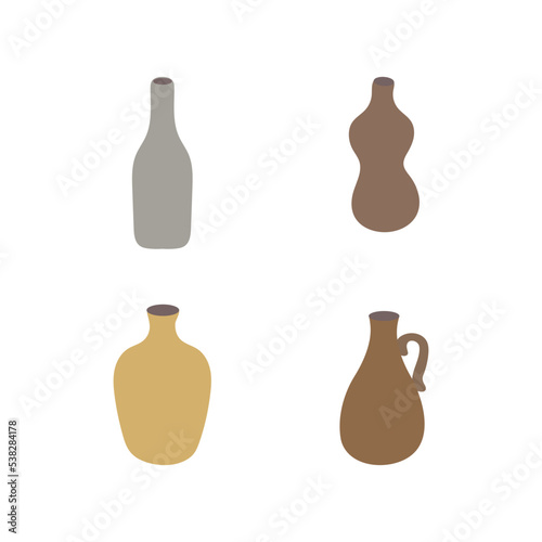 collection of Boho Ceramic Vase with Trendy Minimalist Style. Vector Icons for Creating Logos, Postcards, Posters, Invitations, Social Media Posts and Stories