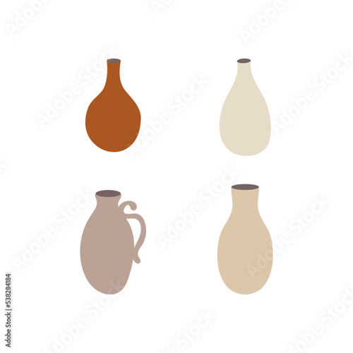 collection of Boho Ceramic Vase with Trendy Minimalist Style. Vector Icons for Creating Logos, Postcards, Posters, Invitations, Social Media Posts and Stories