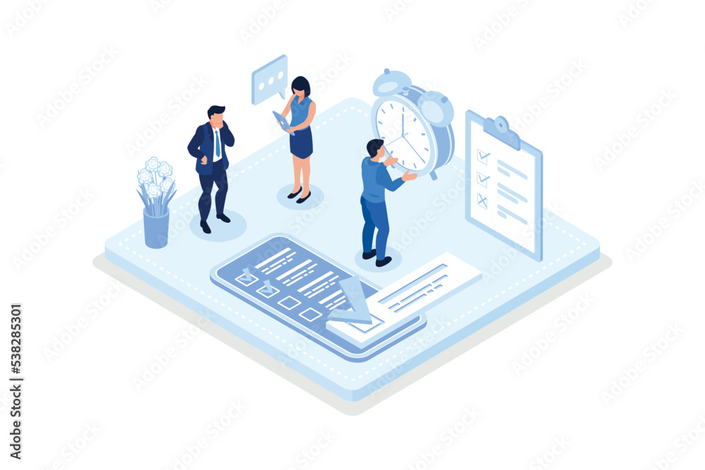 Business management, Characters planning project tasks, isometric vector modern illustration Business management, Characters planning project tasks, isometric vector modern illustration