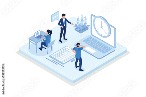 Business management , Time management and schedule organization concept, isometric vector modern illustration
