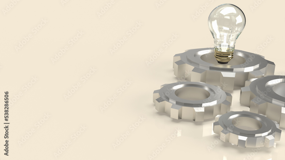 The lightbulb and gear for creative or idea concept 3d rendering The lightbulb and gear for creative or idea concept 3d rendering