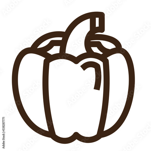 bell capsicum paprika pepper red vegetable outline icon