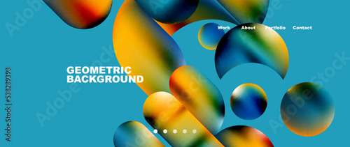 Colorful metallic geometric shapes minimal abstract background