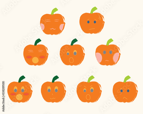 set of emoji pumpkins