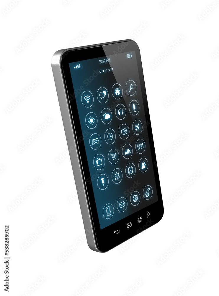 Smartphone with apps icons interface Smartphone with apps icons interface