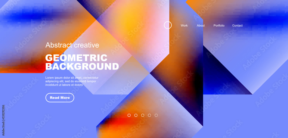 Triangles with fluid gradients, abstract landing page background. Minimal shapes composition for wallpaper, banner, background, leaflet, catalog, cover, flyer