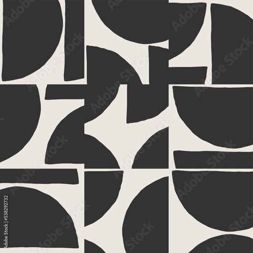 Cute trendy seamless pattern with abstract paper cut elements shape