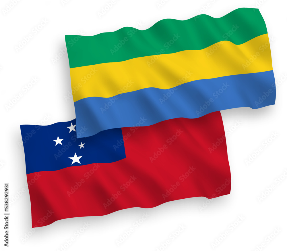 Flags of Independent State of Samoa and Gabon on a white background Flags of Independent State of Samoa and Gabon on a white background