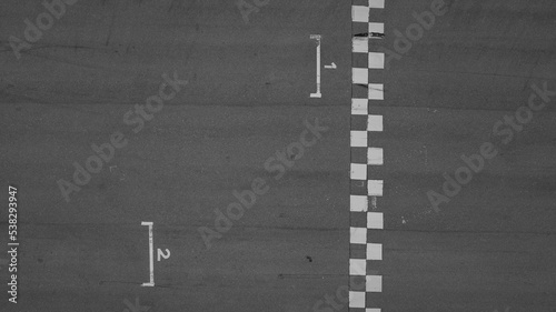 Aerial top view grid start, Start of track, Racing asphalt road © Darunrat