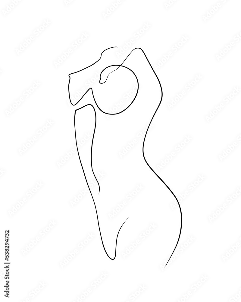 A nude woman's body is drawn in one line art style. Printable art. A nude woman's body is drawn in one line art style. Printable art.