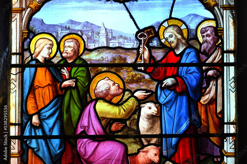 détail d'un vitrail de l'église Saint-Aignan de Chartres en France