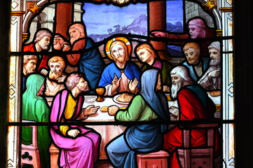 Leinwandbilder Buntglas Glasfensterdetail Saint-Aignan in Chartres  © compagnie-17