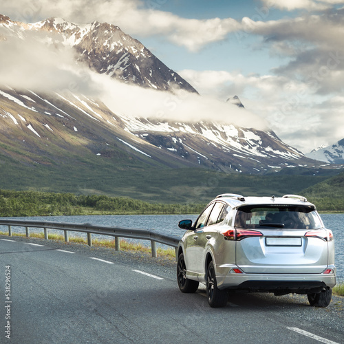 car for traveling with a mountain road