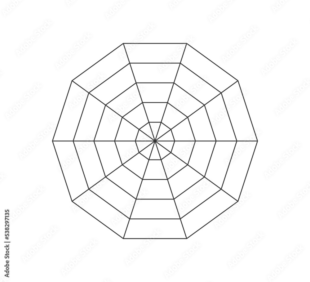 Decagonal radar or spider diagram template. Decagon graph. Flat spider  mesh. Blank ten sided radar chart. Kiviat diagram for statistic and  analitic. Vector illustration isolated on white background. Stock Vector |  Adobe