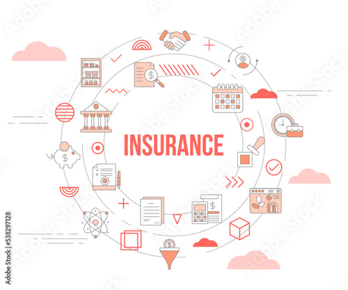 insurance concept with icon set template banner and circle round shape © teguhjatipras