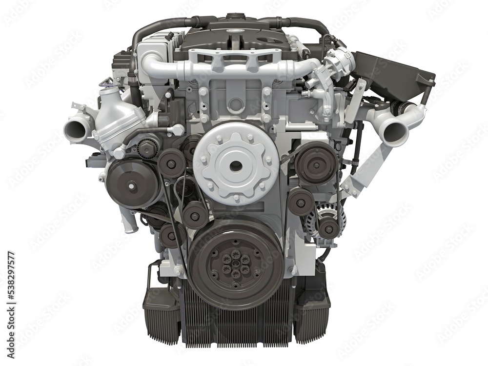 Car Engine 3D rendering on white background