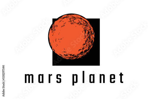 Vintage Retro Red Mars Planet Symbol for Space Science Logo Design Vector