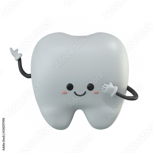 3d cute tooth mascot cartoon character illustration