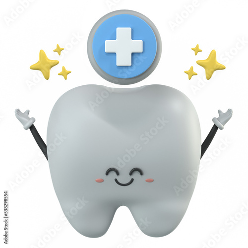 3d cute tooth mascot cartoon character illustration