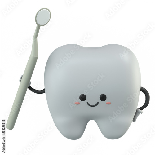 3d cute tooth mascot cartoon character illustration