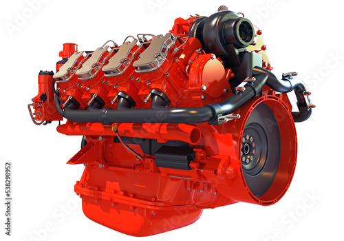 Car Engine 3D rendering on white background
