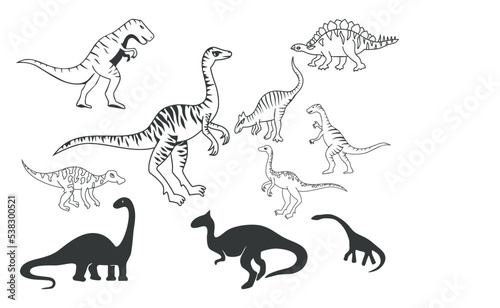 dinosaurs vector image collections  perfect for coloring book kids.
