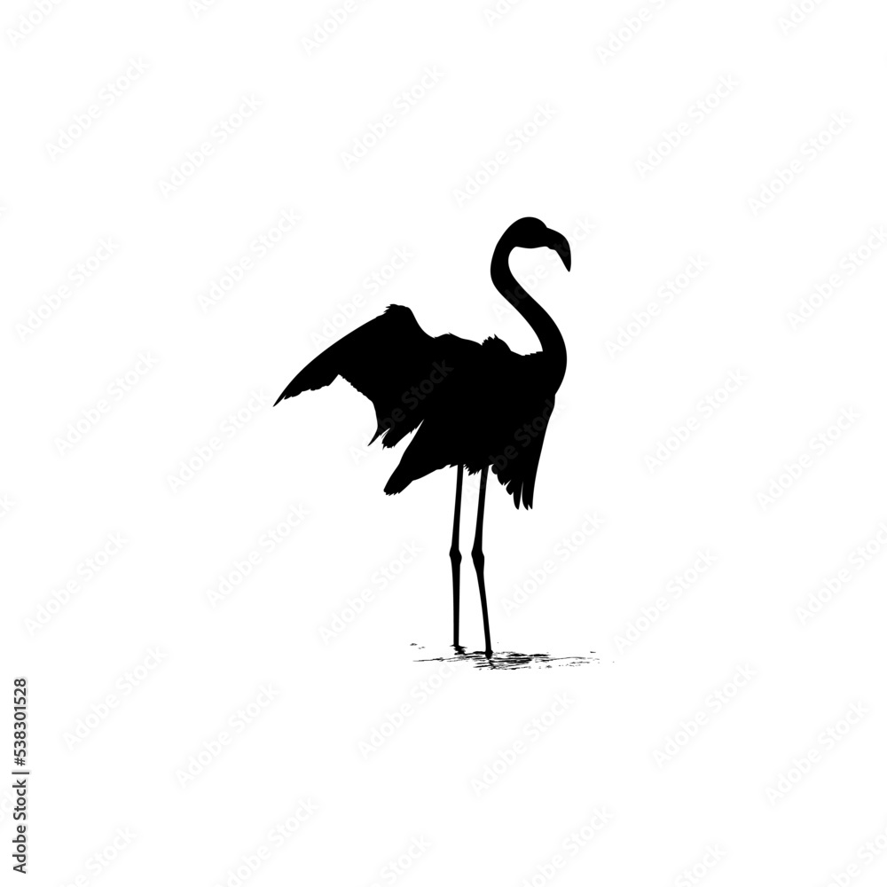 Dancing Flamingo Silhouette for Icon, Symbol, Logo, Art Illustration, Pictogram, Website, or Graphic Design Element.