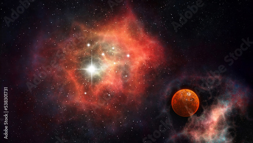 Alien planet in space with ...