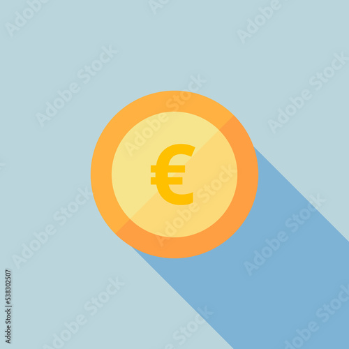 Euro currency vector. Finance and economic concept. Flat illustration on light blue background.