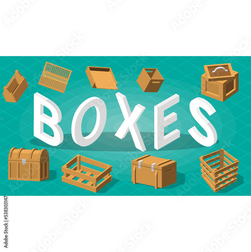 Wooden Boxes Text Composition